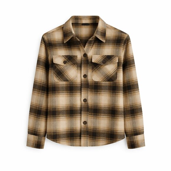 BB Dakota Jackets & Blazers - Plaid Flannel Shacket Beige Black BB Dakota Cozy S